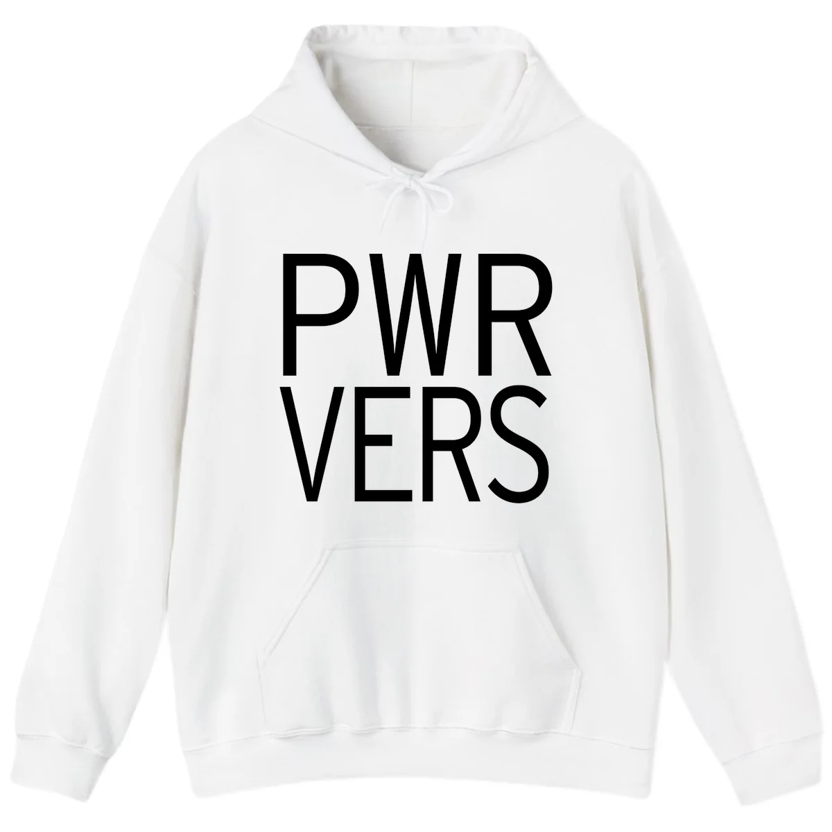 Bold white 'PWR VERS' text on gray background - a proud typography design celebrating LGBTQ+ identity in White