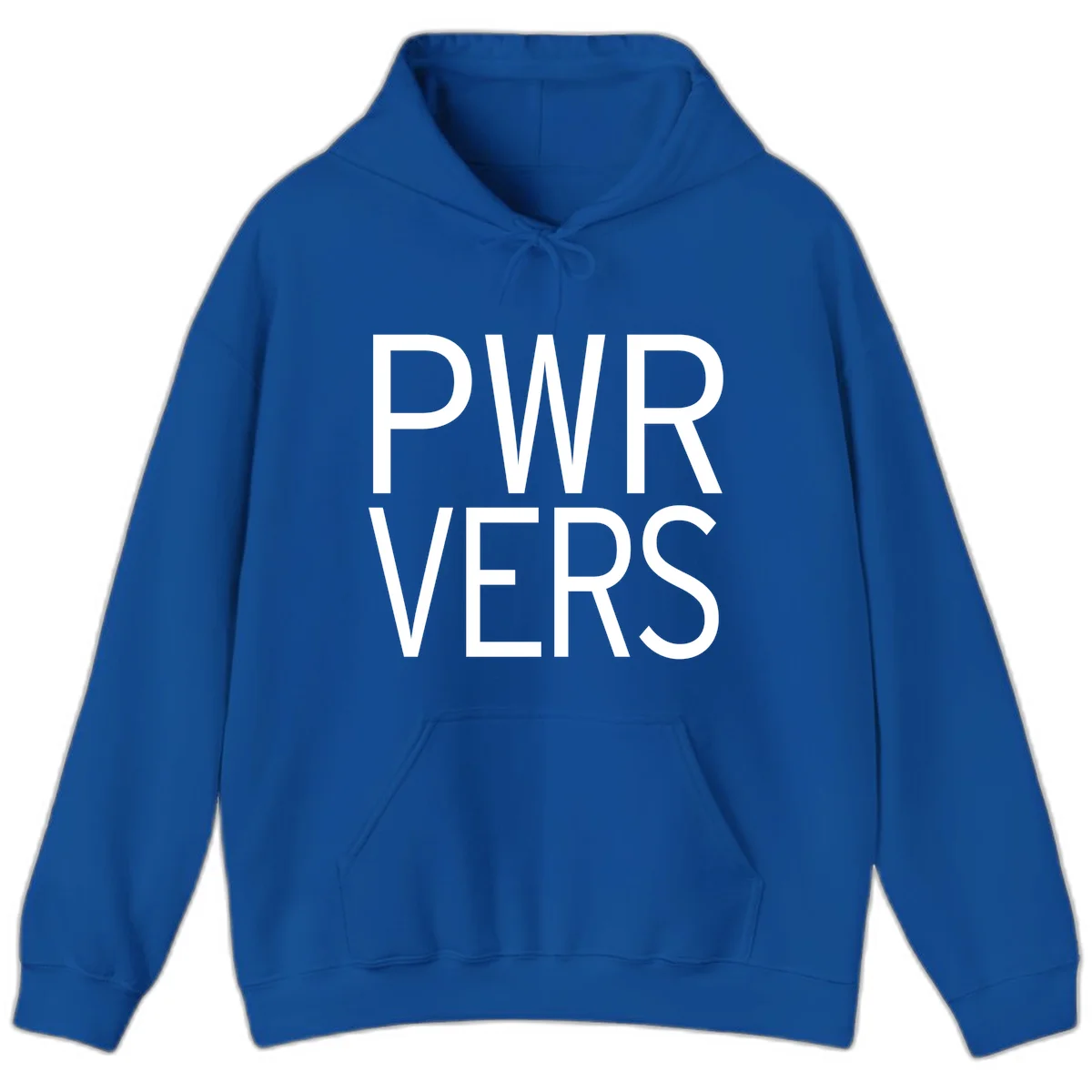 Bold white 'PWR VERS' text on gray background - a proud typography design celebrating LGBTQ+ identity in Royal
