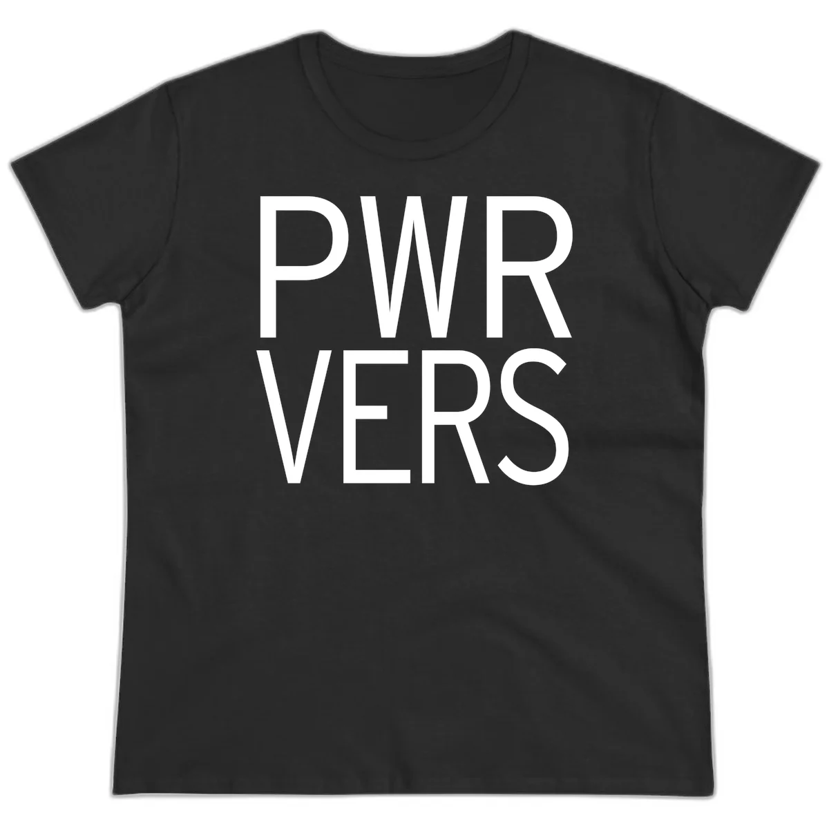 Bold white 'PWR VERS' text on gray background - a proud typography design celebrating LGBTQ+ identity in Black