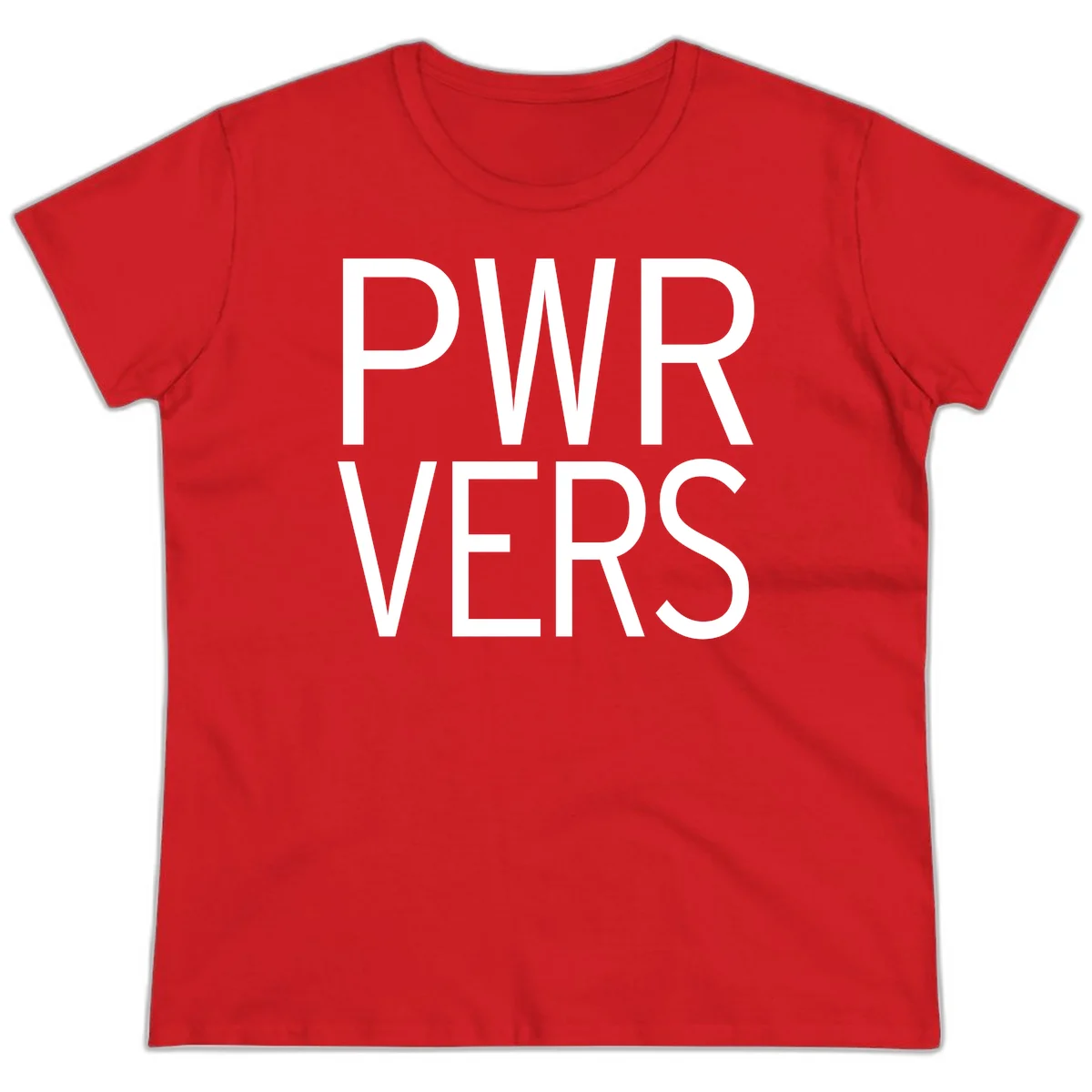 Bold white 'PWR VERS' text on gray background - a proud typography design celebrating LGBTQ+ identity in Red