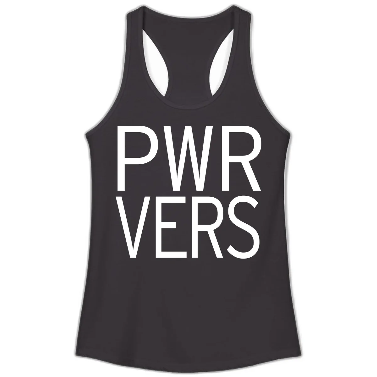 Bold white 'PWR VERS' text on gray background - a proud typography design celebrating LGBTQ+ identity in Black