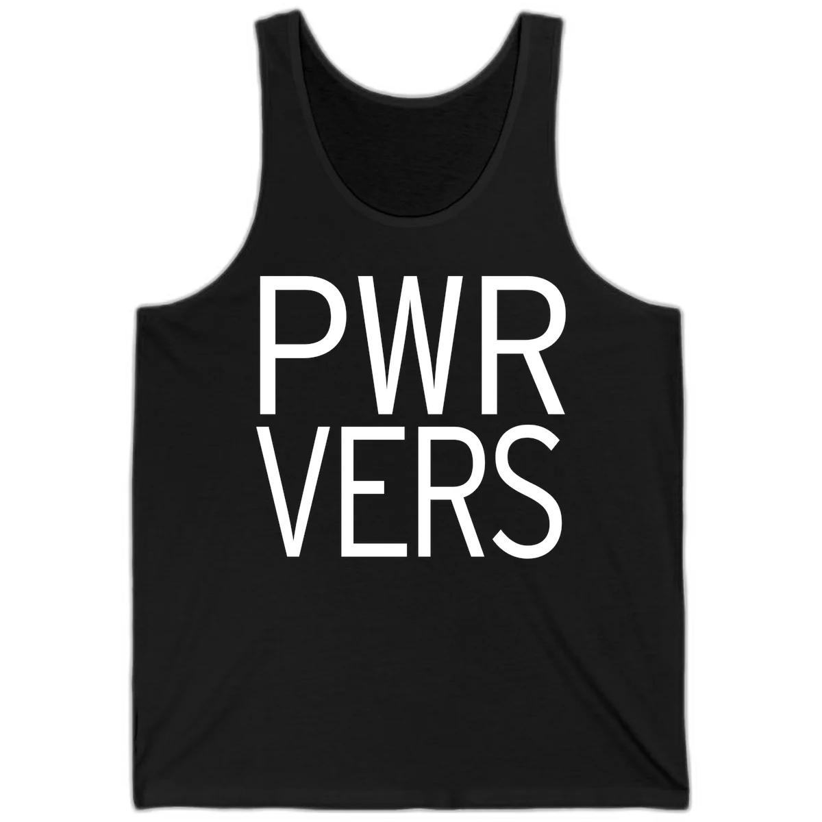 Bold white 'PWR VERS' text on gray background - a proud typography design celebrating LGBTQ+ identity in Black