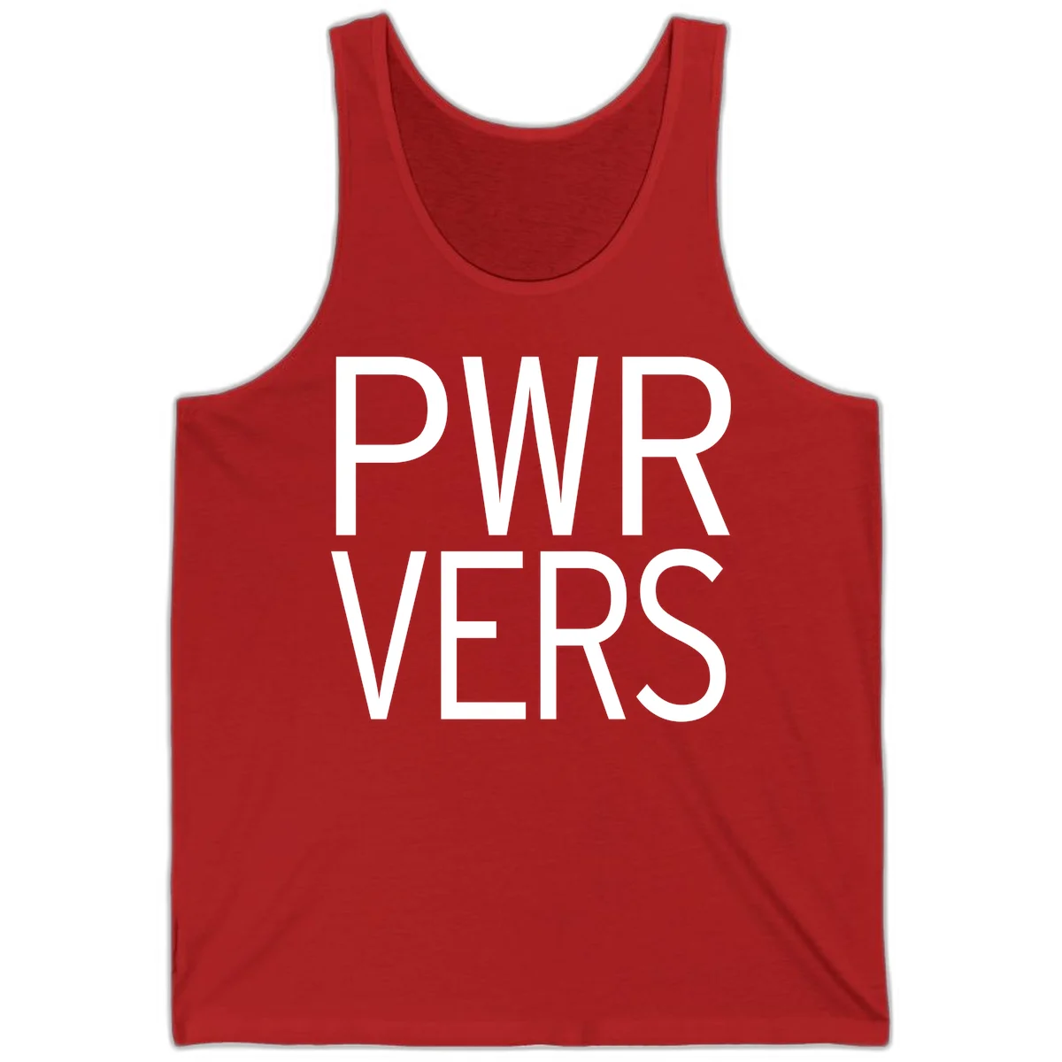 Bold white 'PWR VERS' text on gray background - a proud typography design celebrating LGBTQ+ identity in Red