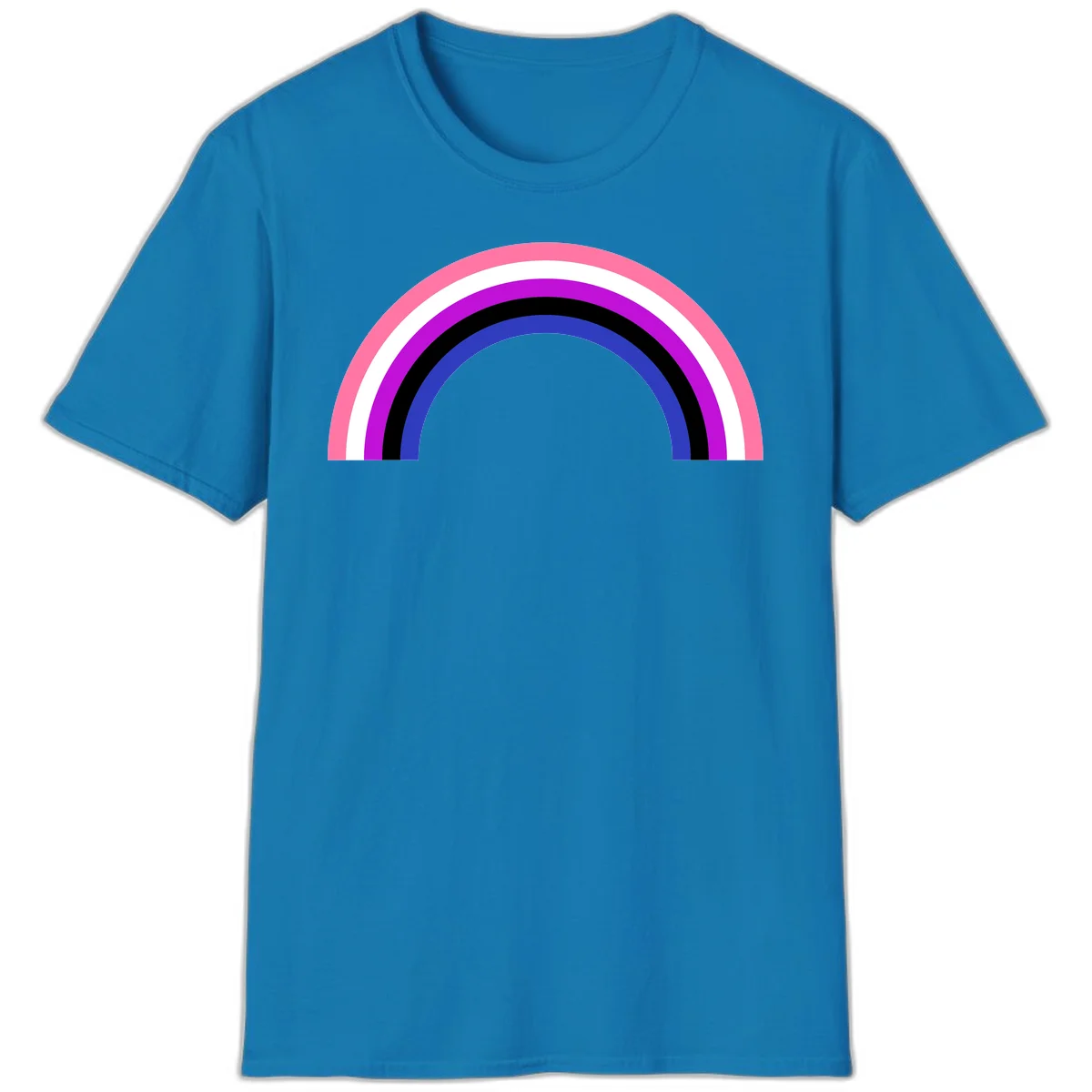Pride rainbow arc with five concentric stripes in pink, white, purple, black, and blue colors on gray background in Sapphire