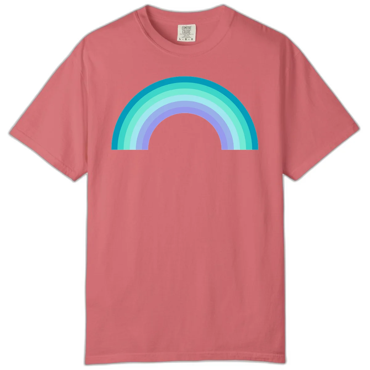 Pastel rainbow arch design featuring concentric semicircular bands in teal, cyan, mint, and lavender gradient colors in Watermelon