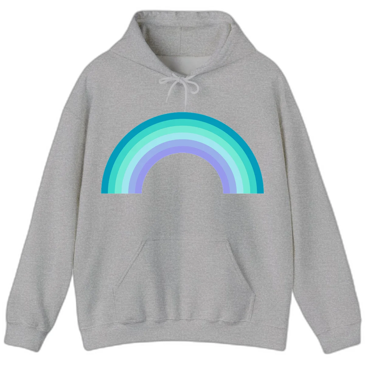Pastel rainbow arch design featuring concentric semicircular bands in teal, cyan, mint, and lavender gradient colors in Sport Grey