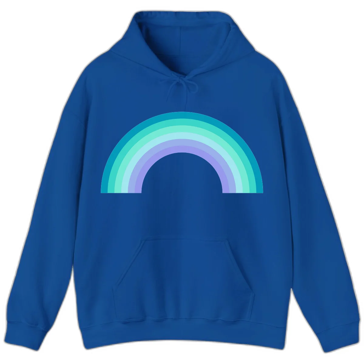 Pastel rainbow arch design featuring concentric semicircular bands in teal, cyan, mint, and lavender gradient colors in Royal