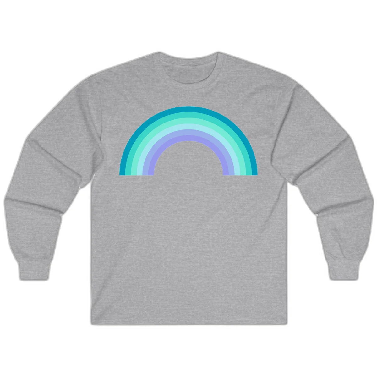 Pastel rainbow arch design featuring concentric semicircular bands in teal, cyan, mint, and lavender gradient colors in Sport Grey