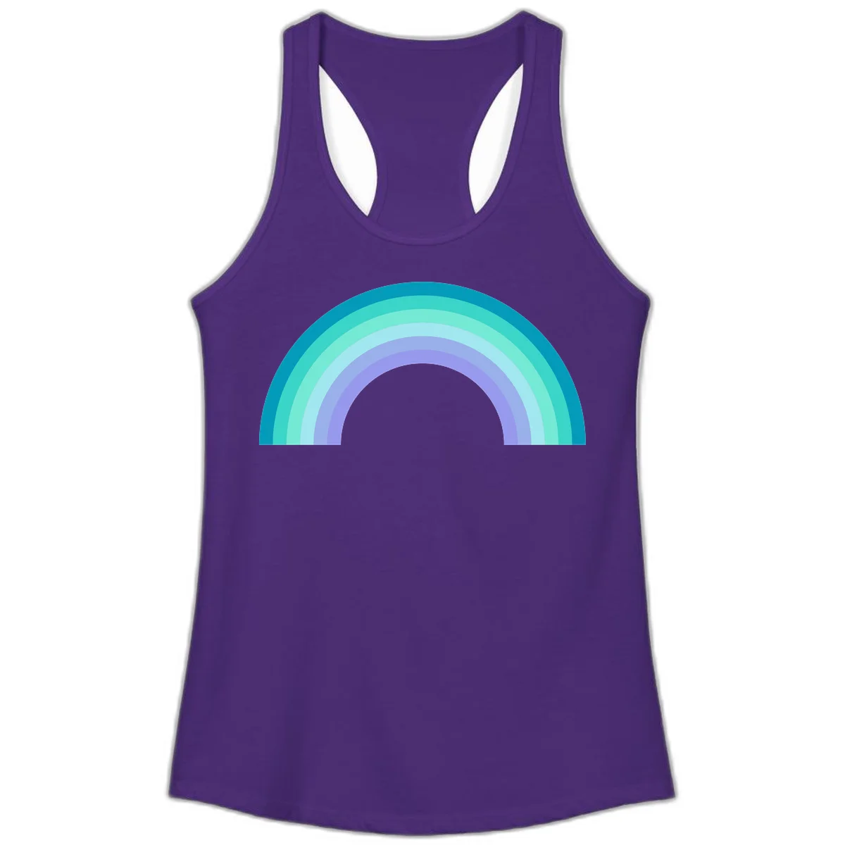 Pastel rainbow arch design featuring concentric semicircular bands in teal, cyan, mint, and lavender gradient colors in Solid Purple Rush