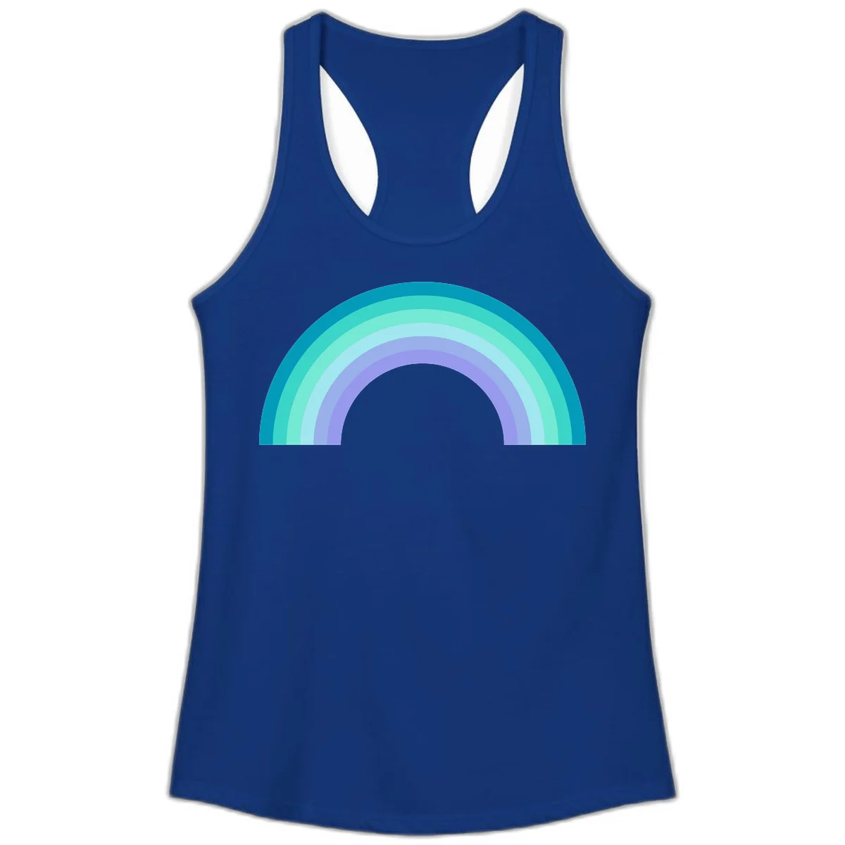 Pastel rainbow arch design featuring concentric semicircular bands in teal, cyan, mint, and lavender gradient colors in Solid Royal