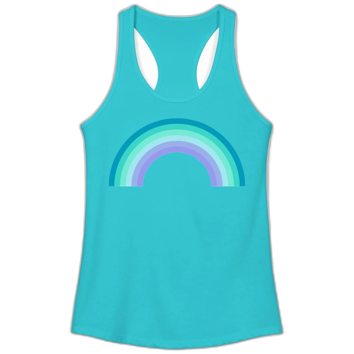 Pastel rainbow arch design featuring concentric semicircular bands in teal, cyan, mint, and lavender gradient colors in Solid Tahiti Blue