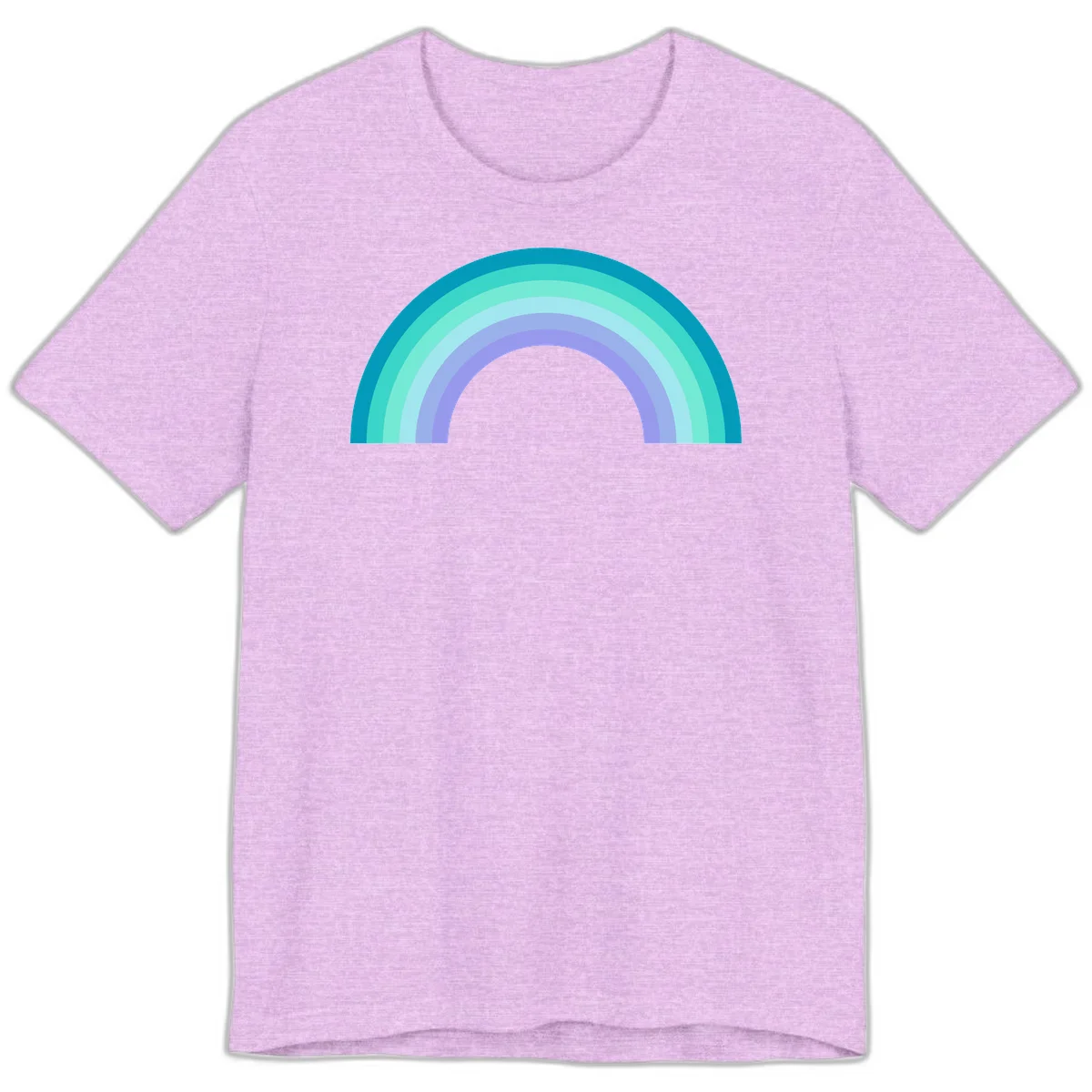 Pastel rainbow arch design featuring concentric semicircular bands in teal, cyan, mint, and lavender gradient colors in Heather Prism Lilac