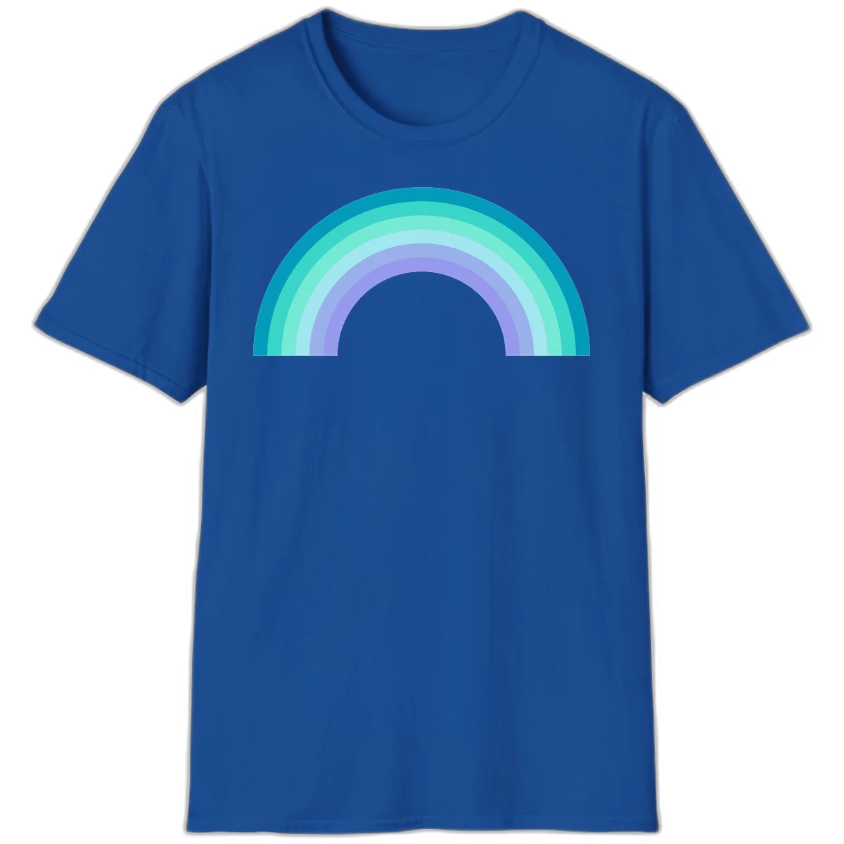 Pastel rainbow arch design featuring concentric semicircular bands in teal, cyan, mint, and lavender gradient colors in Royal