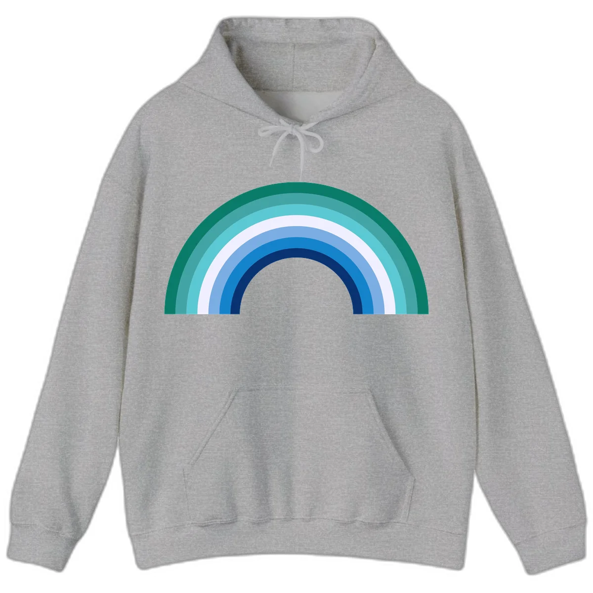 Concentric rainbow arcs design featuring nested semicircles in teal, cyan, white, and blue gradient layers in Sport Grey