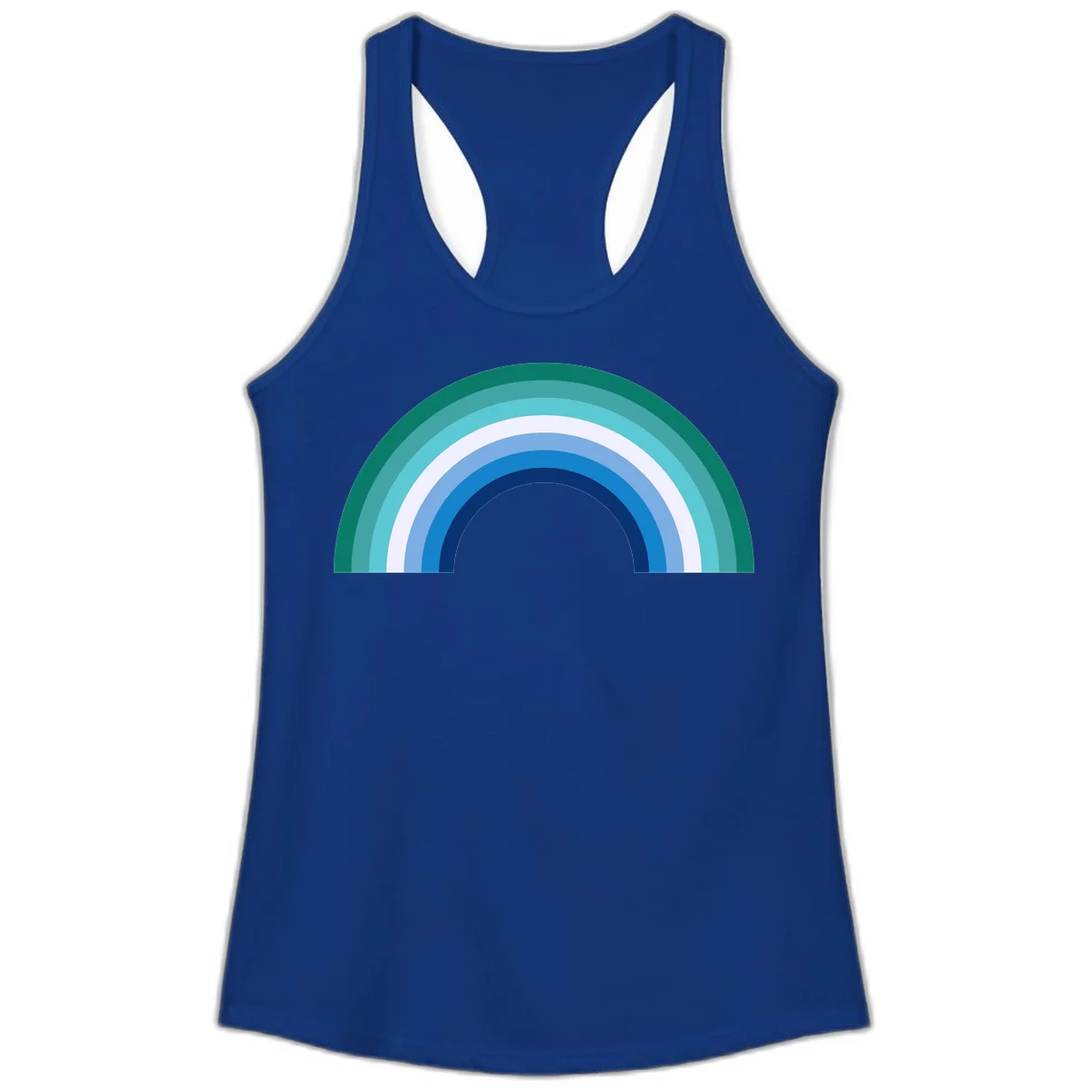 Concentric rainbow arcs design featuring nested semicircles in teal, cyan, white, and blue gradient layers in Solid Royal