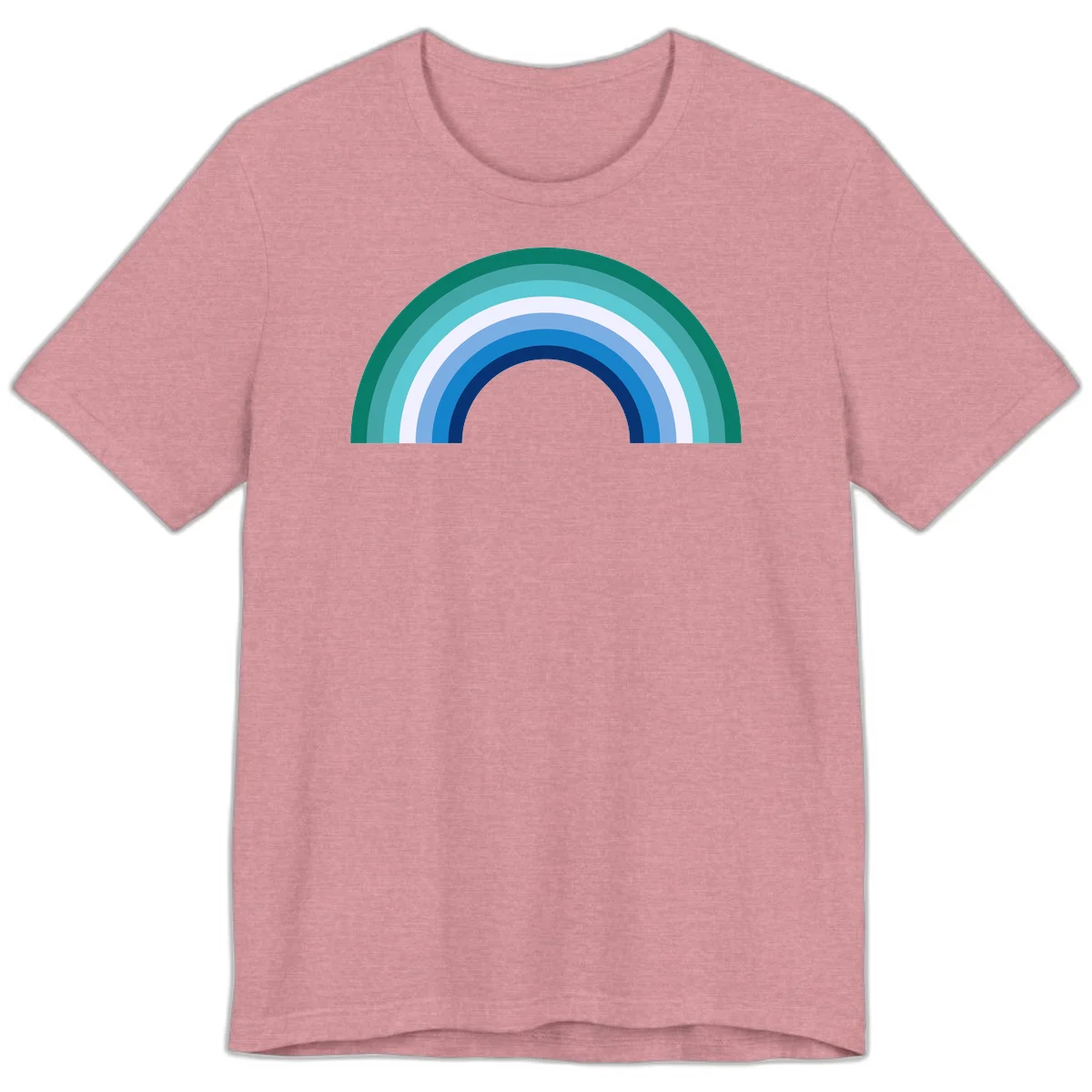 Concentric rainbow arcs design featuring nested semicircles in teal, cyan, white, and blue gradient layers in Heather Orchid