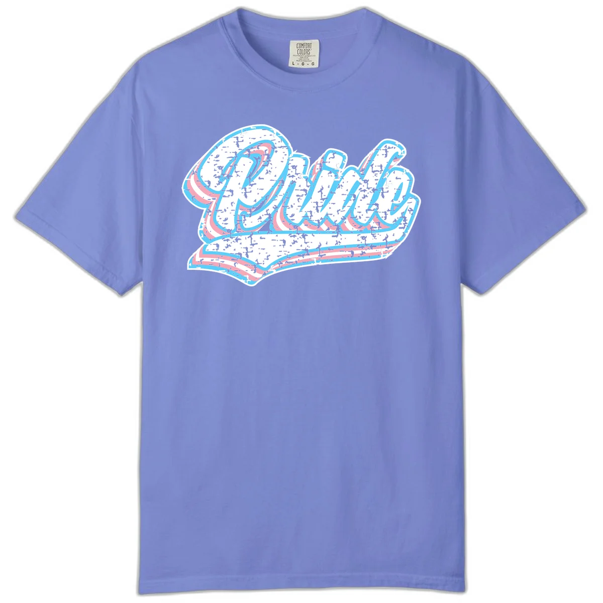 Wavy layered typography design with blue and pink textured letters creating dimensional flowing text art in Flo Blue
