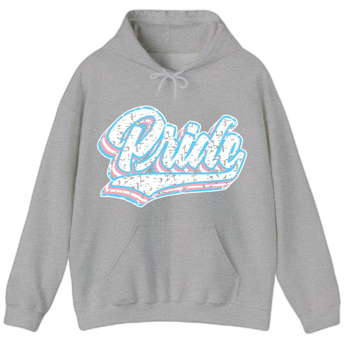 Wavy layered typography design with blue and pink textured letters creating dimensional flowing text art in Sport Grey