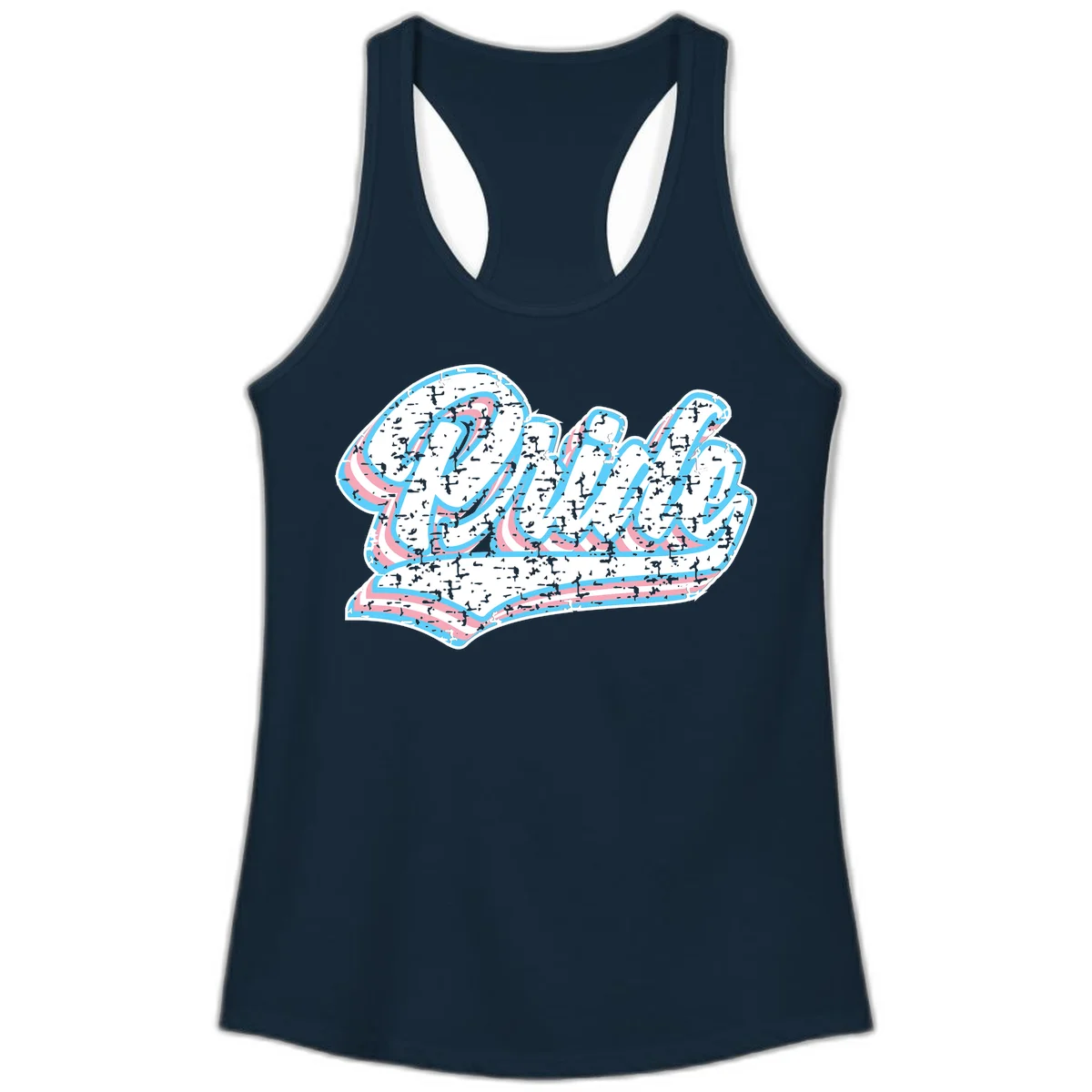 Wavy layered typography design with blue and pink textured letters creating dimensional flowing text art in Solid Midnight Navy