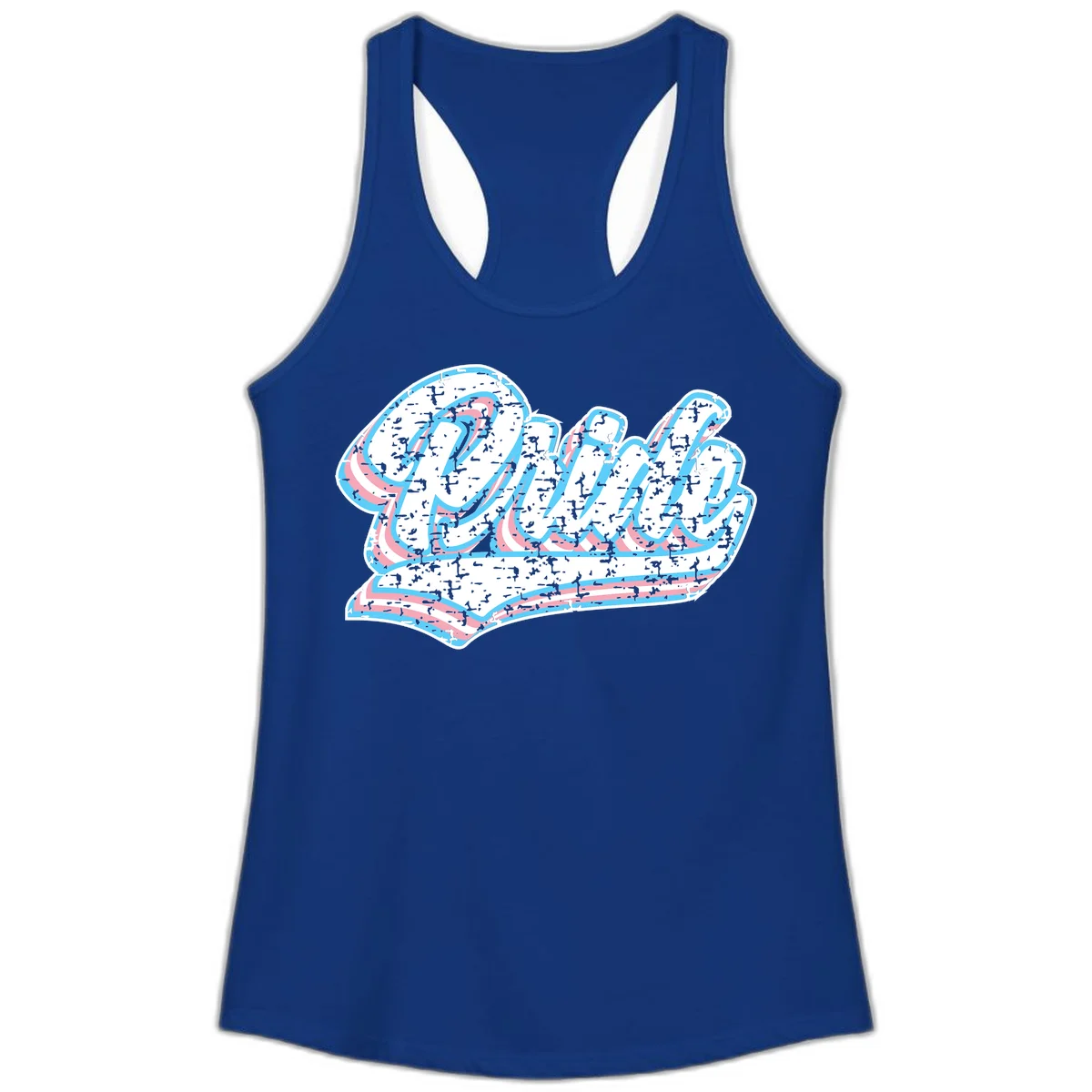 Wavy layered typography design with blue and pink textured letters creating dimensional flowing text art in Solid Royal