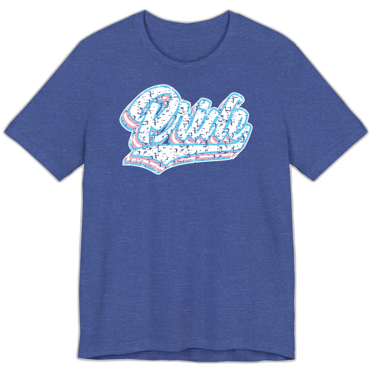 Wavy layered typography design with blue and pink textured letters creating dimensional flowing text art in Heather True Royal