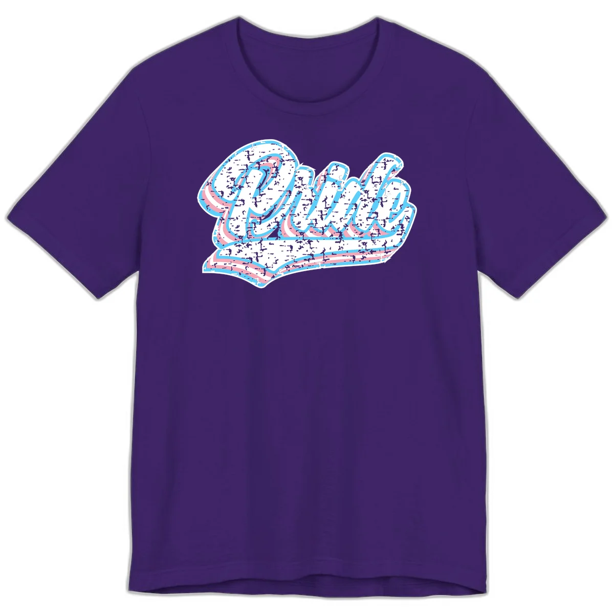 Wavy layered typography design with blue and pink textured letters creating dimensional flowing text art in Team Purple