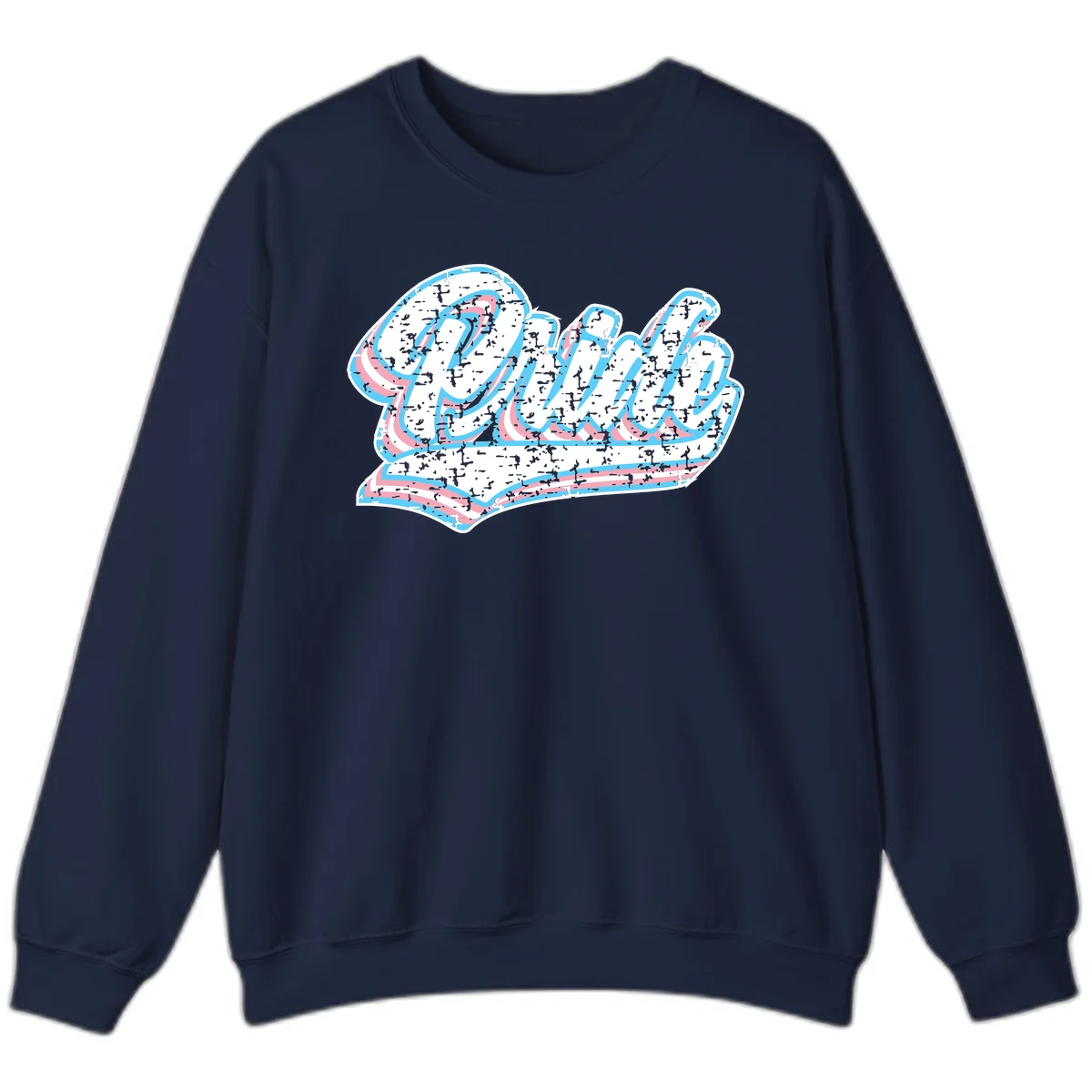 Wavy layered typography design with blue and pink textured letters creating dimensional flowing text art in Navy