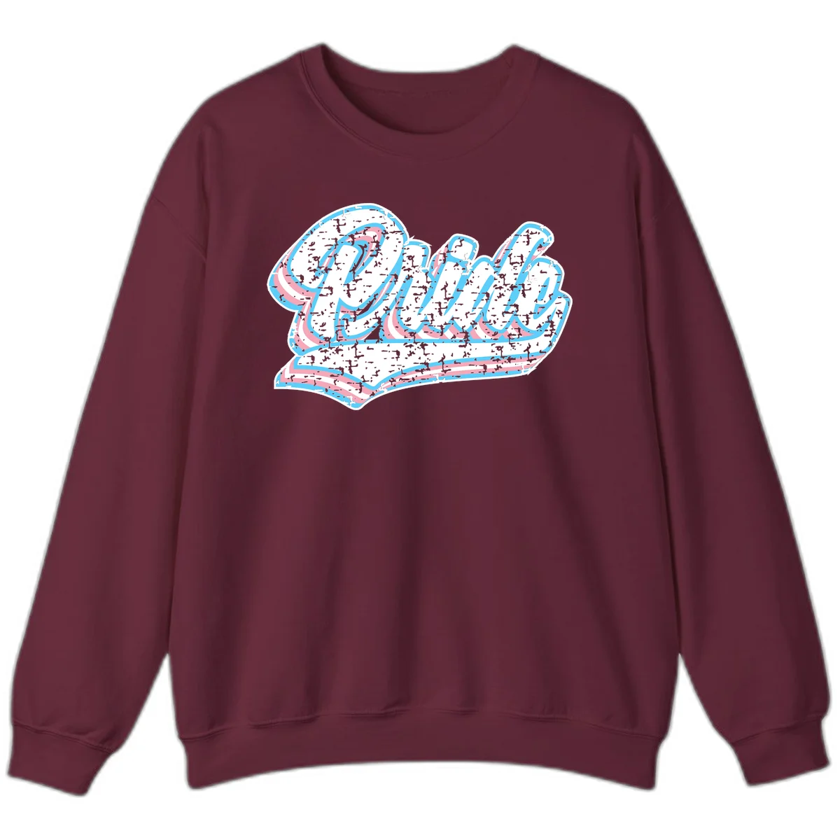 Wavy layered typography design with blue and pink textured letters creating dimensional flowing text art in Maroon