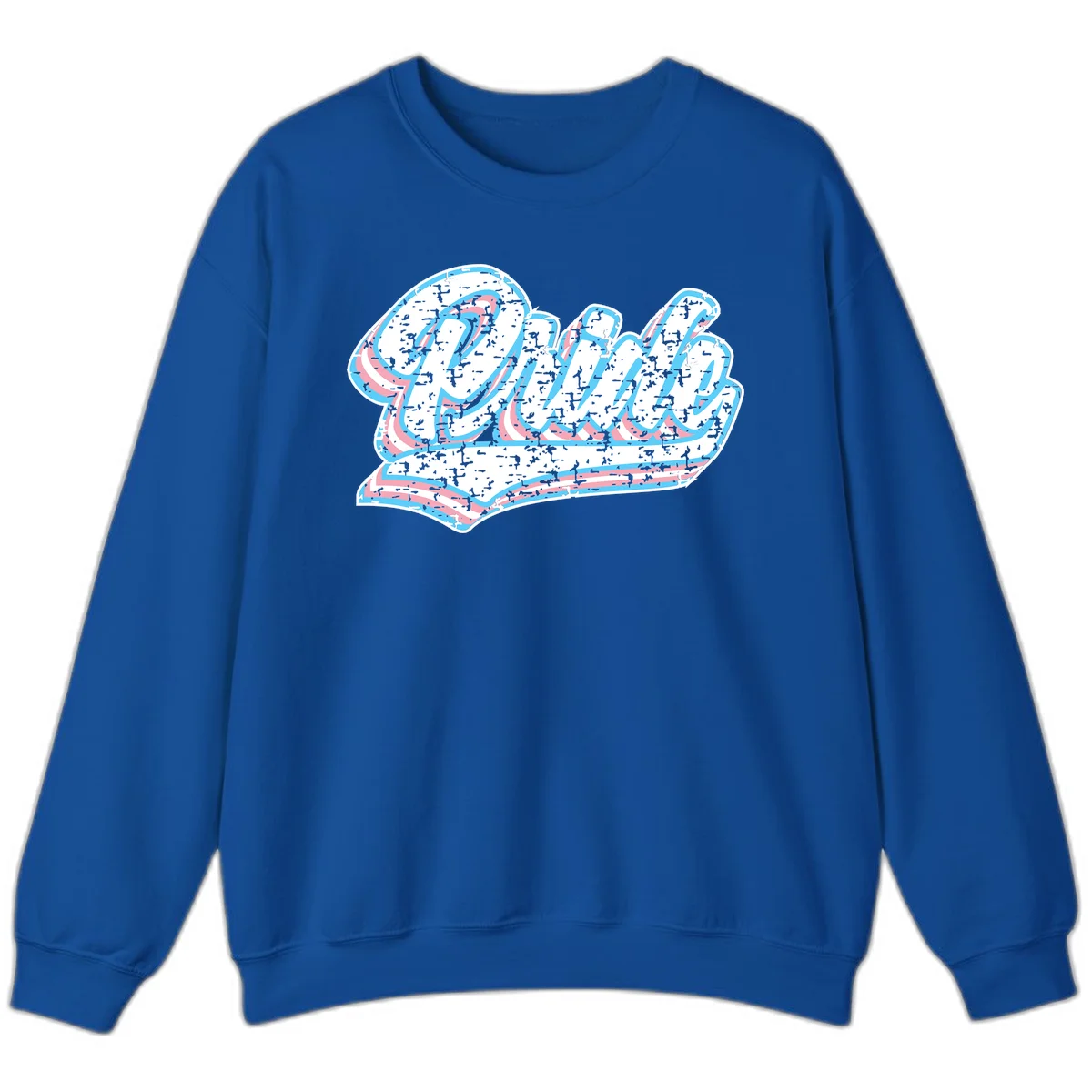 Wavy layered typography design with blue and pink textured letters creating dimensional flowing text art in Royal