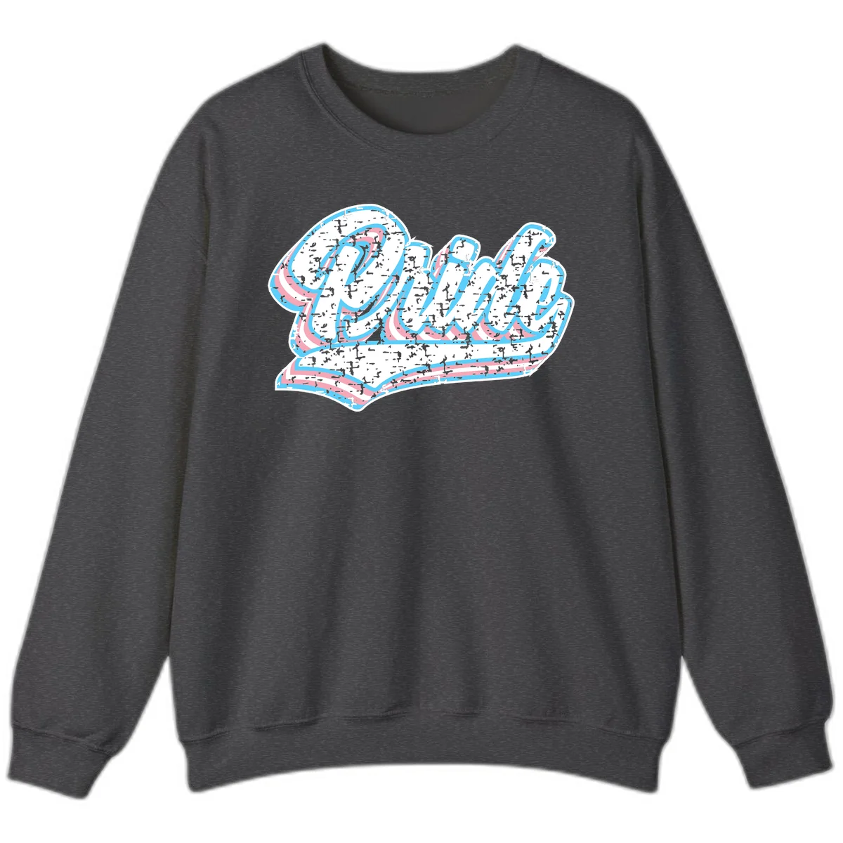 Wavy layered typography design with blue and pink textured letters creating dimensional flowing text art in Dark Heather