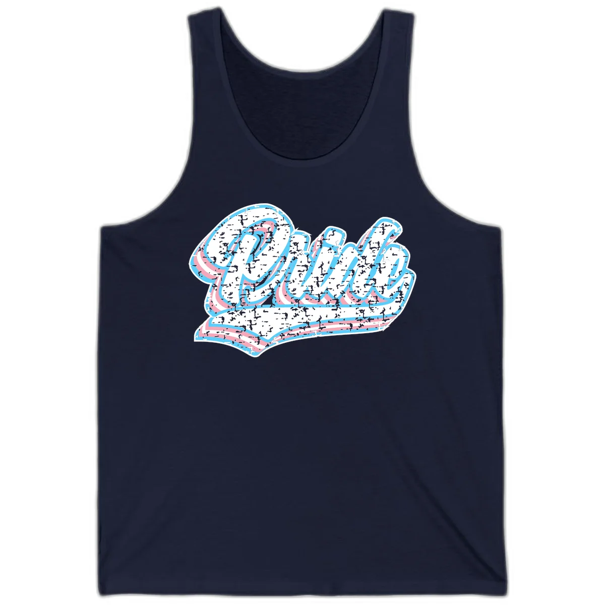 Wavy layered typography design with blue and pink textured letters creating dimensional flowing text art in Navy