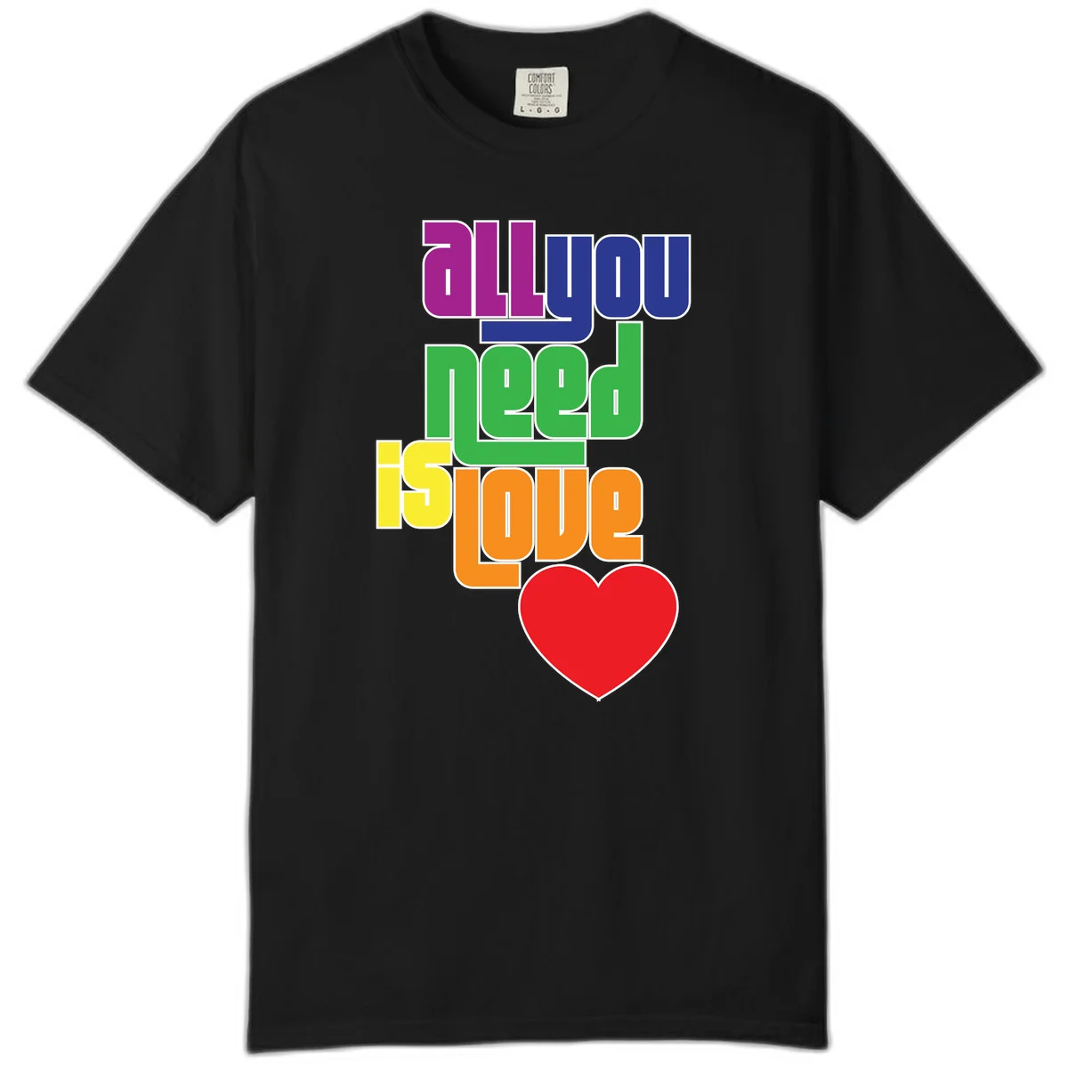 Colorful rainbow typography spelling 'all you need is hope' with a red heart, representing LGBTQ+ pride and inclusivity in Black