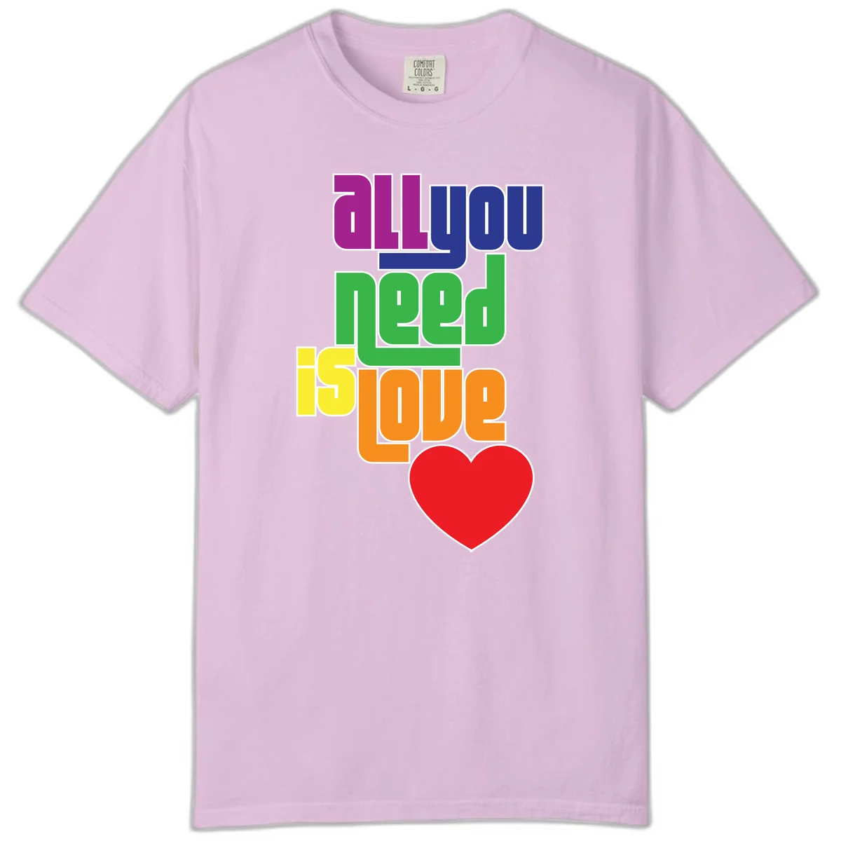 Colorful rainbow typography spelling 'all you need is hope' with a red heart, representing LGBTQ+ pride and inclusivity in Orchid