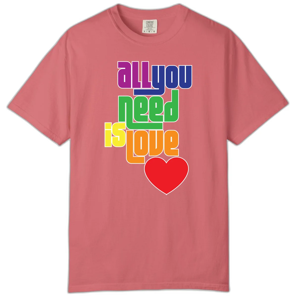 Colorful rainbow typography spelling 'all you need is hope' with a red heart, representing LGBTQ+ pride and inclusivity in Watermelon