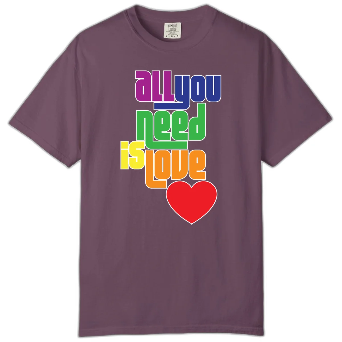 Colorful rainbow typography spelling 'all you need is hope' with a red heart, representing LGBTQ+ pride and inclusivity in Berry