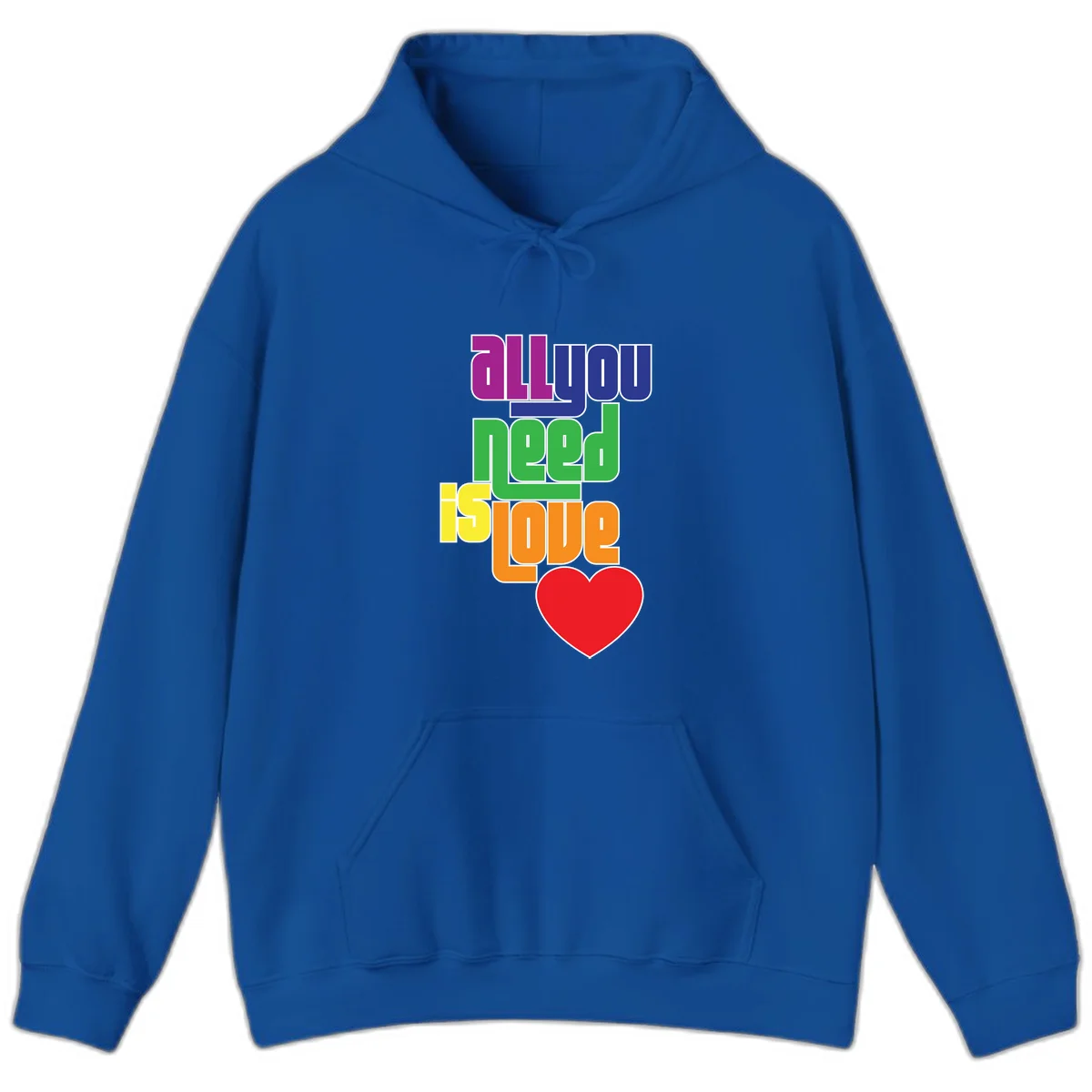 Colorful rainbow typography spelling 'all you need is hope' with a red heart, representing LGBTQ+ pride and inclusivity in Royal