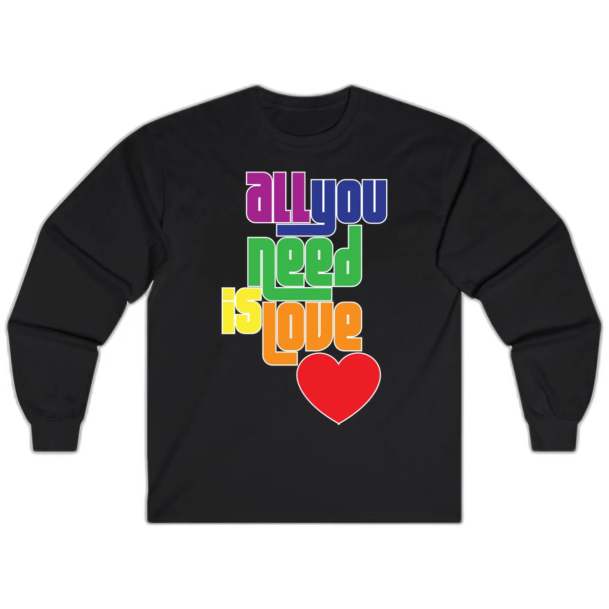 Colorful rainbow typography spelling 'all you need is hope' with a red heart, representing LGBTQ+ pride and inclusivity in Black