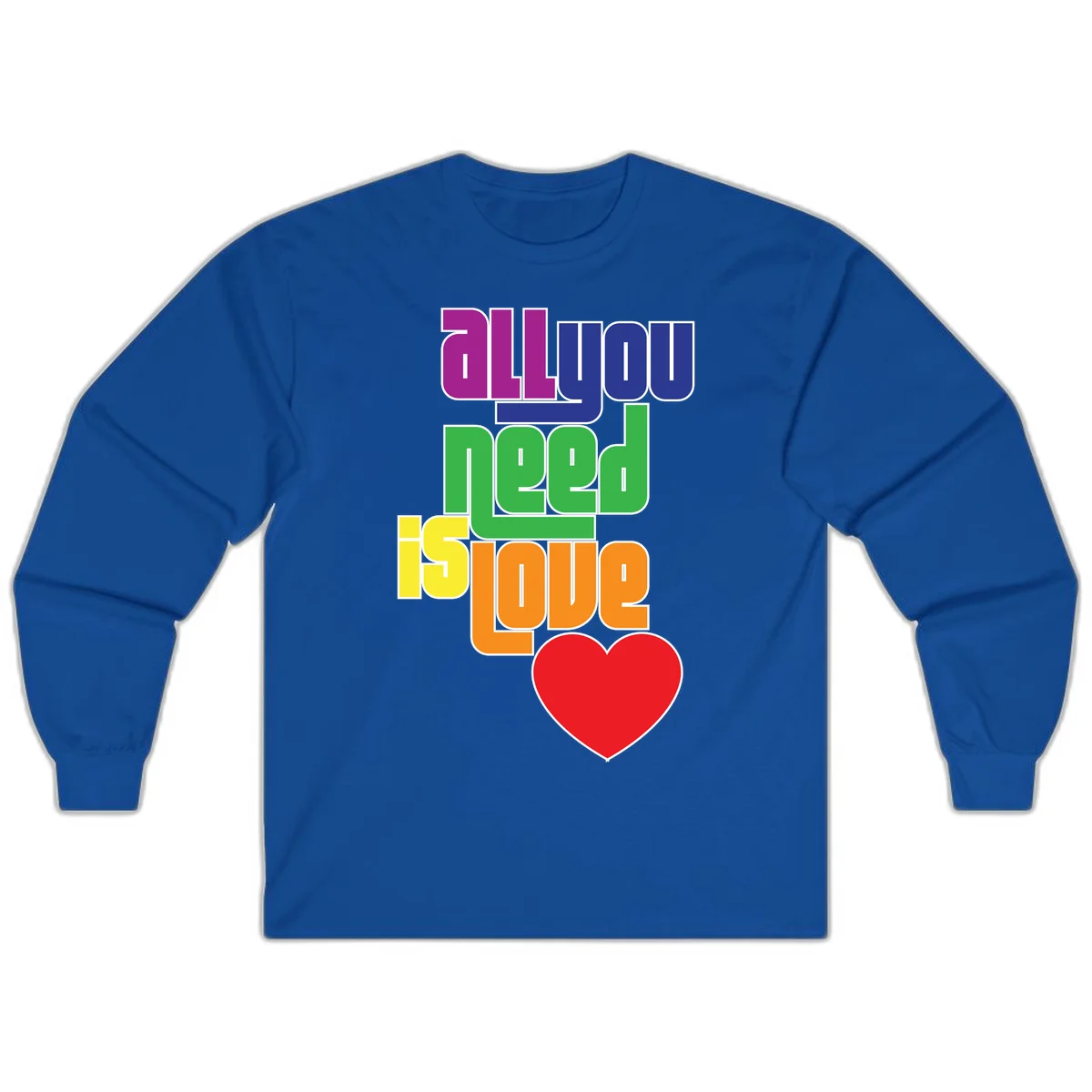 Colorful rainbow typography spelling 'all you need is hope' with a red heart, representing LGBTQ+ pride and inclusivity in Royal