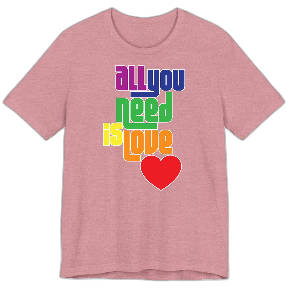 Colorful rainbow typography spelling 'all you need is hope' with a red heart, representing LGBTQ+ pride and inclusivity in Heather Orchid