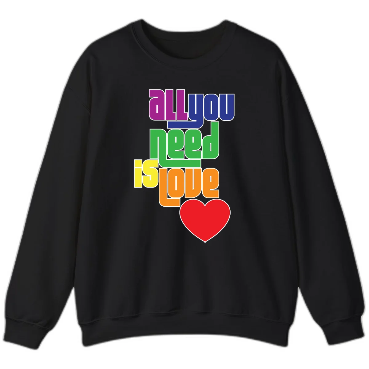 Colorful rainbow typography spelling 'all you need is hope' with a red heart, representing LGBTQ+ pride and inclusivity in Black