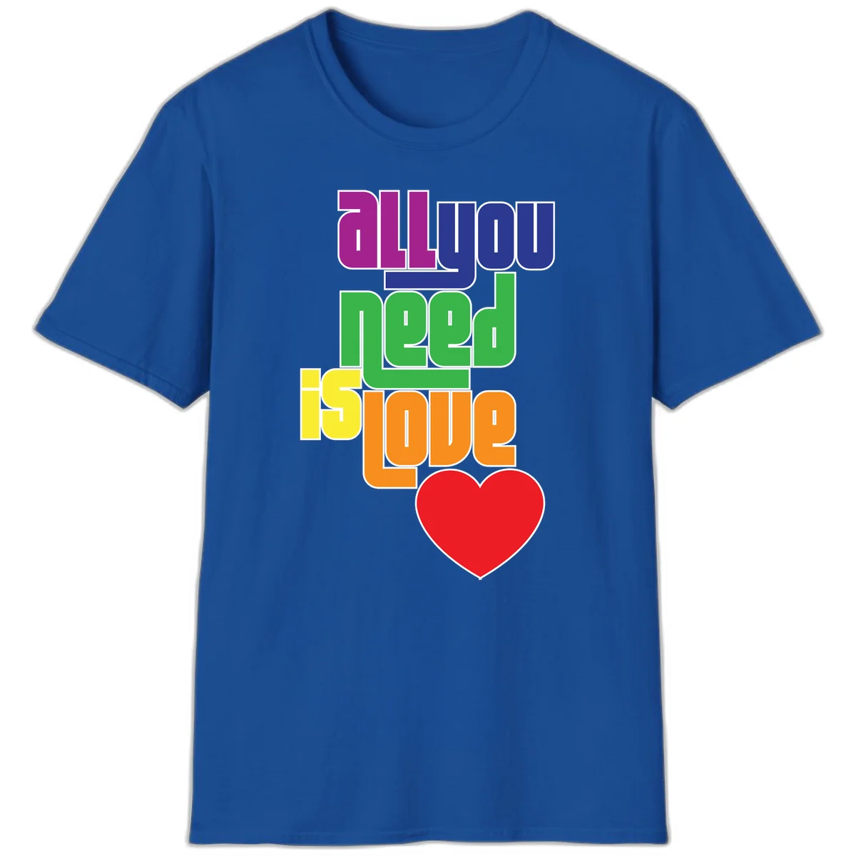 Colorful rainbow typography spelling 'all you need is hope' with a red heart, representing LGBTQ+ pride and inclusivity in Royal