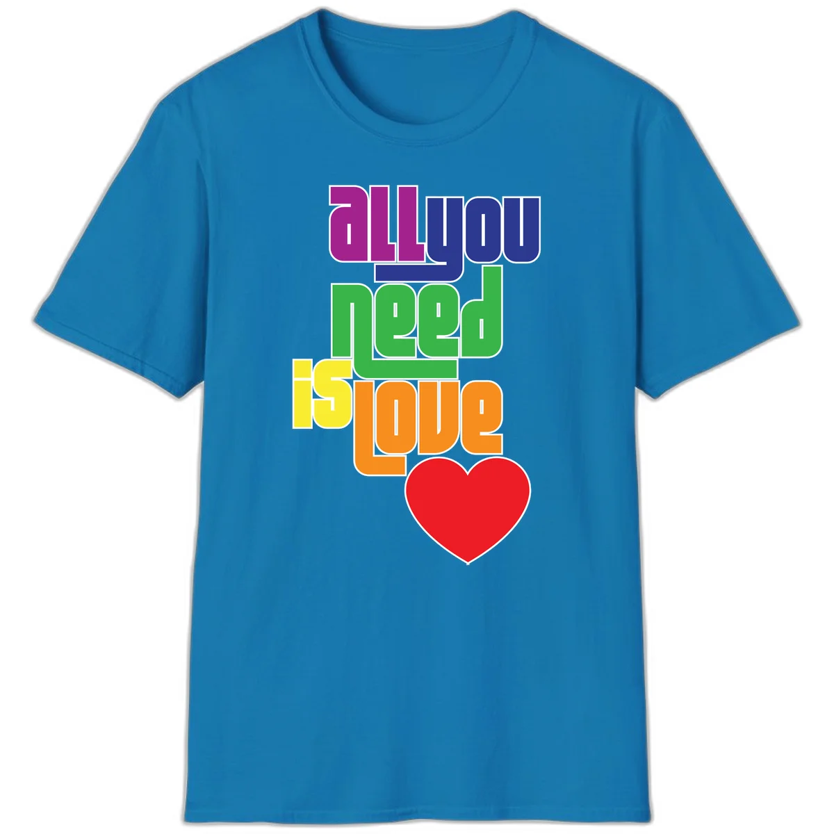 Colorful rainbow typography spelling 'all you need is hope' with a red heart, representing LGBTQ+ pride and inclusivity in Sapphire