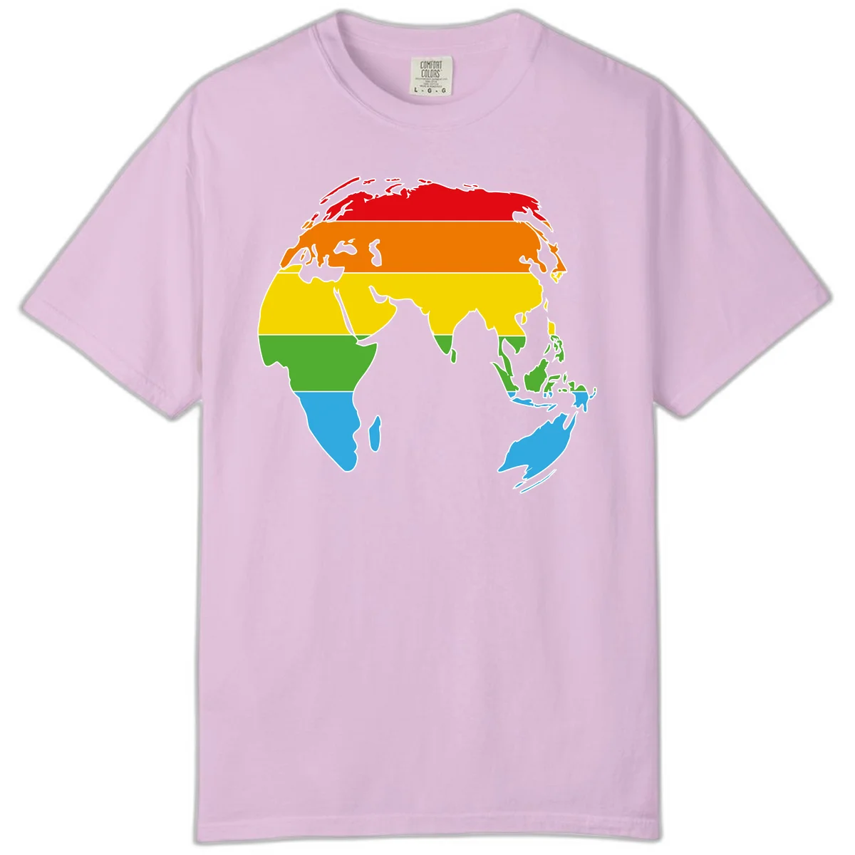Map of Asia divided into five colored climate zones: red, orange, yellow, green, and blue bands representing different temperature and precipitation regions. in Orchid