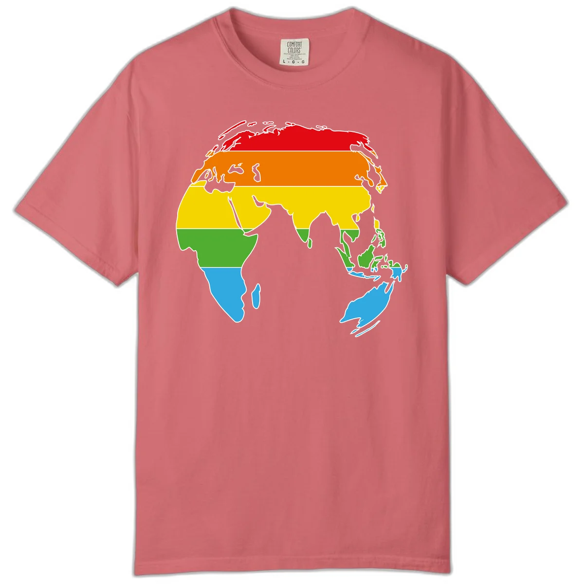Map of Asia divided into five colored climate zones: red, orange, yellow, green, and blue bands representing different temperature and precipitation regions. in Watermelon