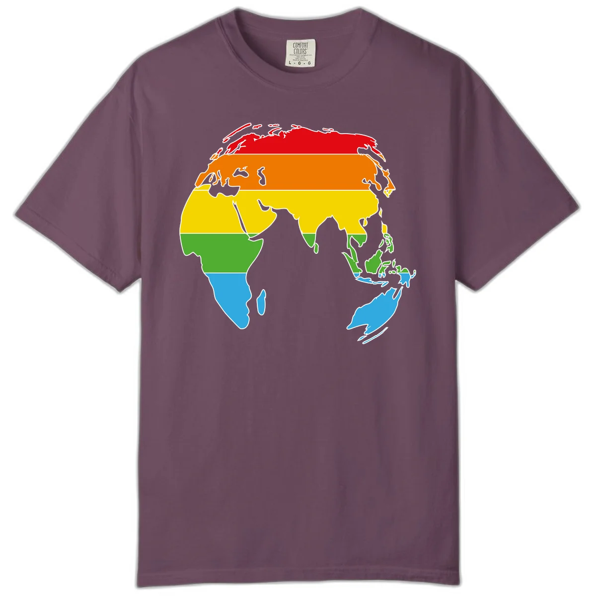 Map of Asia divided into five colored climate zones: red, orange, yellow, green, and blue bands representing different temperature and precipitation regions. in Berry