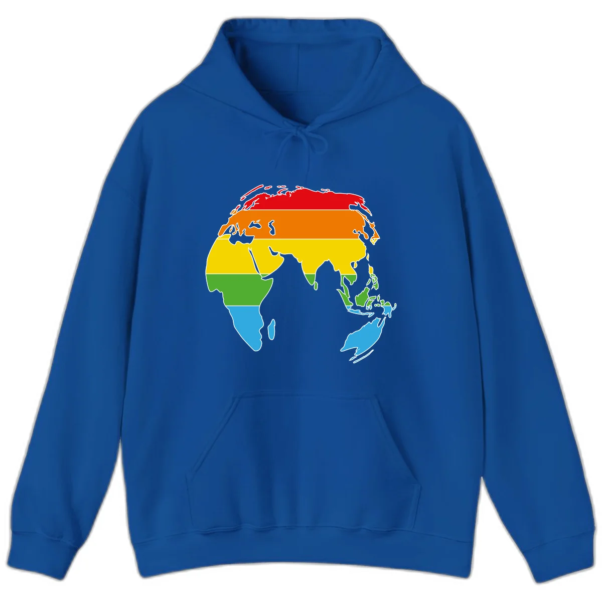 Map of Asia divided into five colored climate zones: red, orange, yellow, green, and blue bands representing different temperature and precipitation regions. in Royal