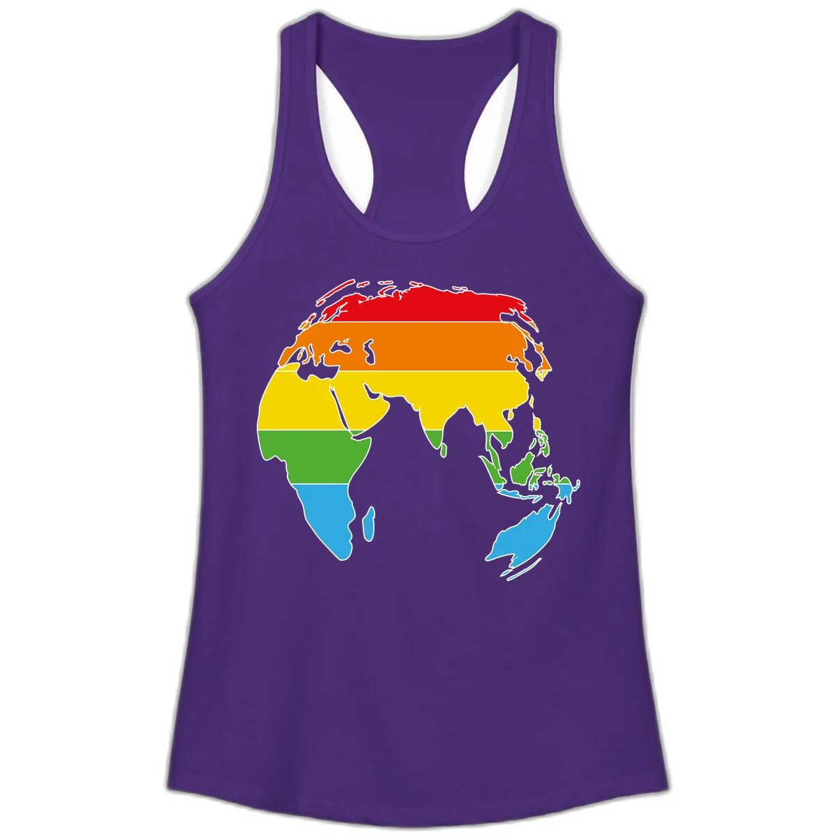 Map of Asia divided into five colored climate zones: red, orange, yellow, green, and blue bands representing different temperature and precipitation regions. in Solid Purple Rush