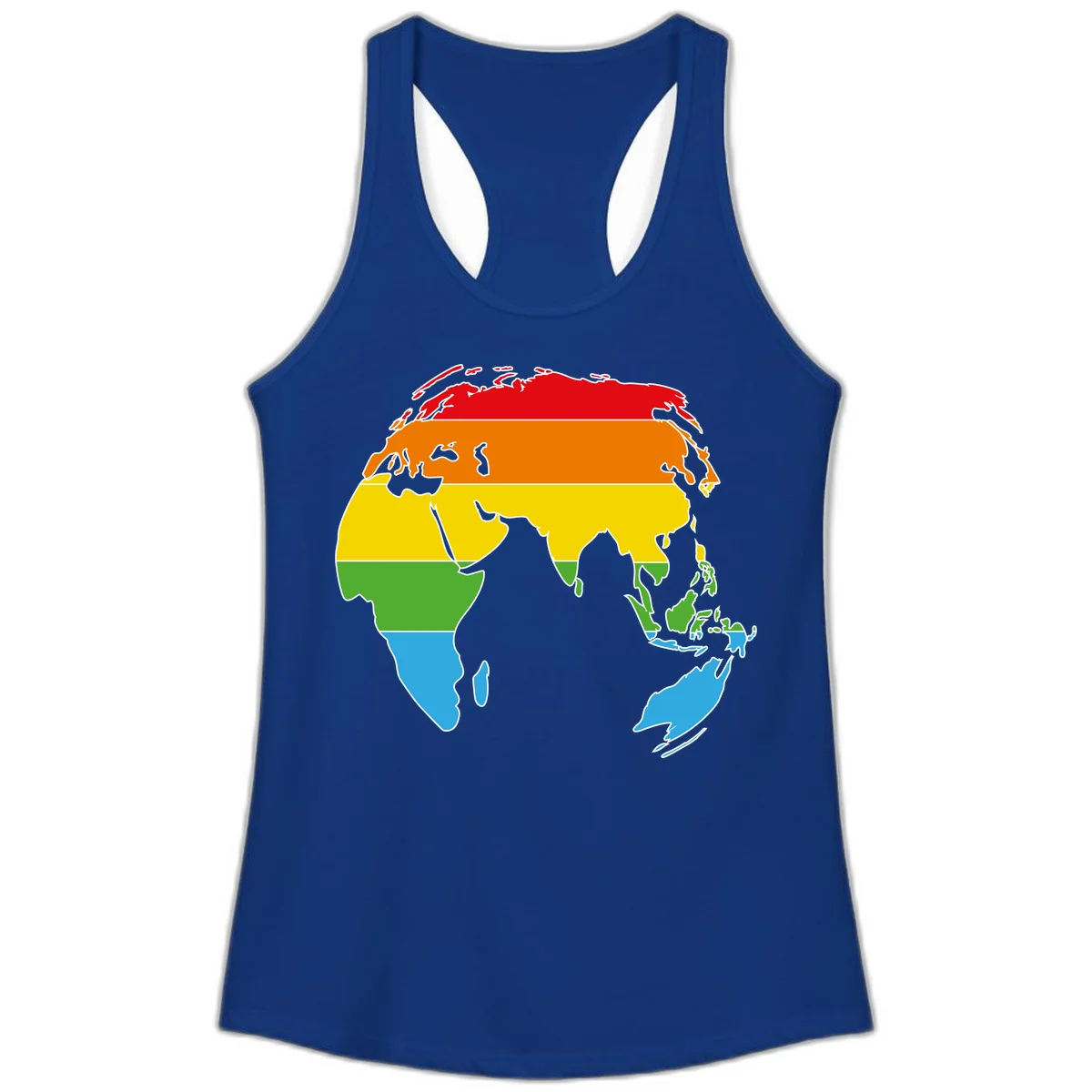 Map of Asia divided into five colored climate zones: red, orange, yellow, green, and blue bands representing different temperature and precipitation regions. in Solid Royal