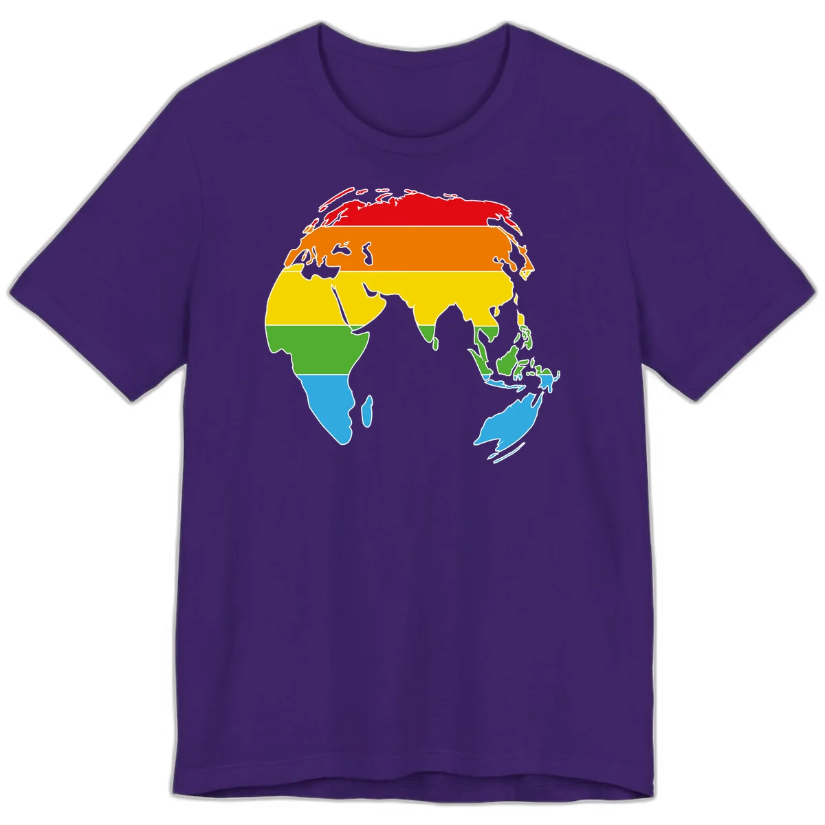 Map of Asia divided into five colored climate zones: red, orange, yellow, green, and blue bands representing different temperature and precipitation regions. in Team Purple