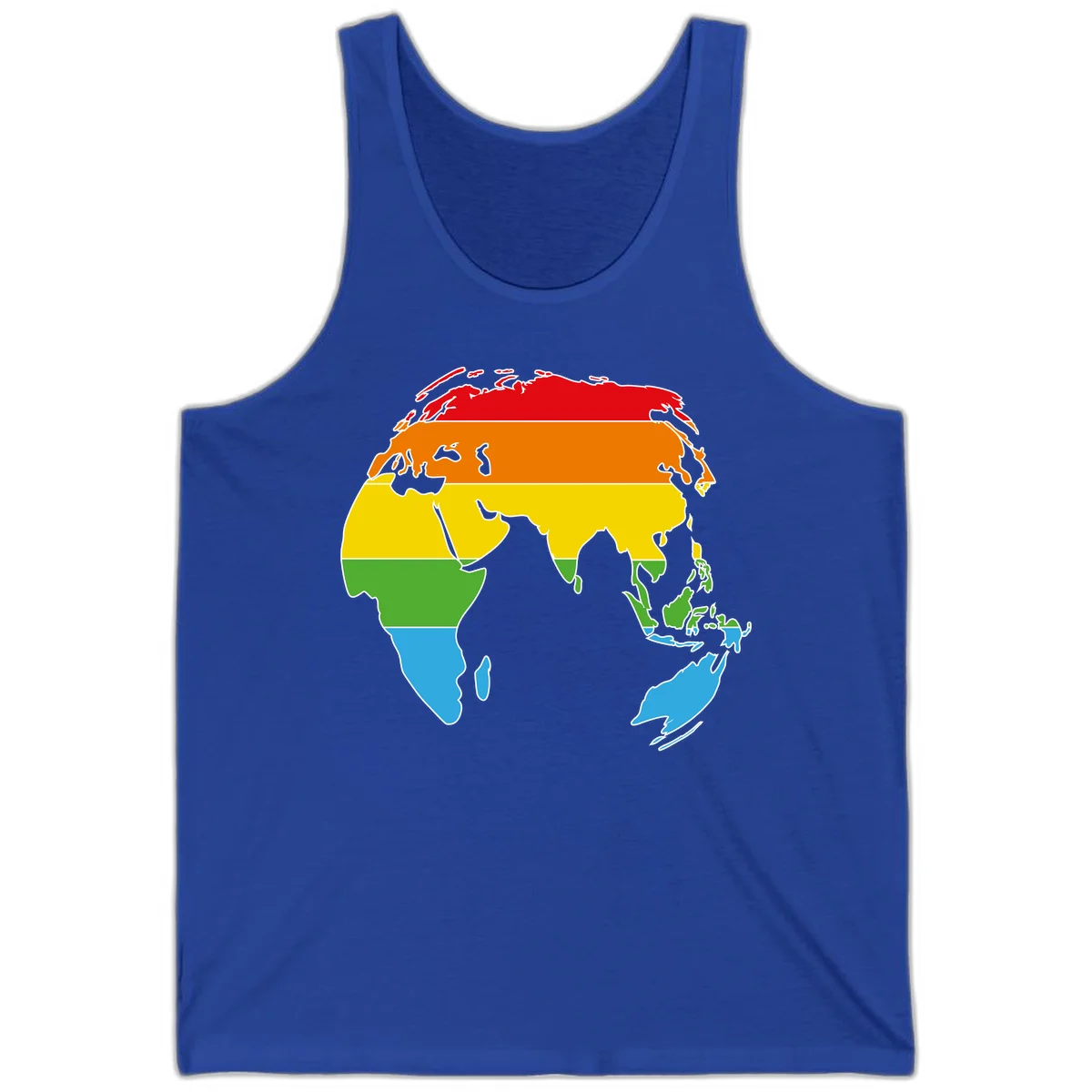 Map of Asia divided into five colored climate zones: red, orange, yellow, green, and blue bands representing different temperature and precipitation regions. in True Royal